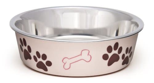 Image of Loving Pets Stainless Steel Bella Dog Bowl Non-Slip Dishwasher Safe & Bacteria Resistant Metallic Pet Dish - Paparazzi Pink - Medium (796 ml)