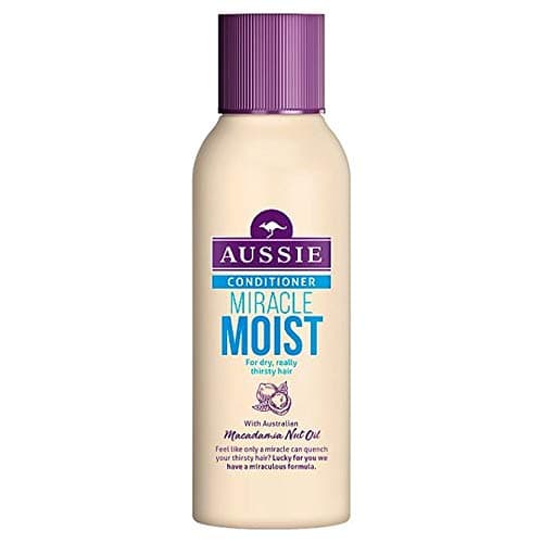 Image of Aussie Miracle Moist Conditioner, Moisture-Quenching Vegan Formula For Dry & Damaged Hair, Replenishes Brittle Hair, With Macadamia Nut Oil, Cruelty Free, Recyclable Bottle, 90ml