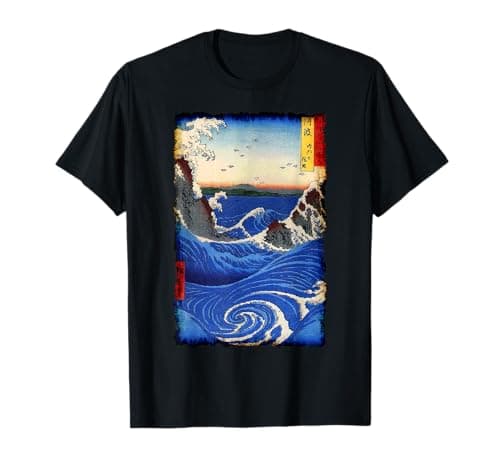 Image of Retro Japanese Wave Art, Tsunami and Mount Fuji Distressed T-Shirt