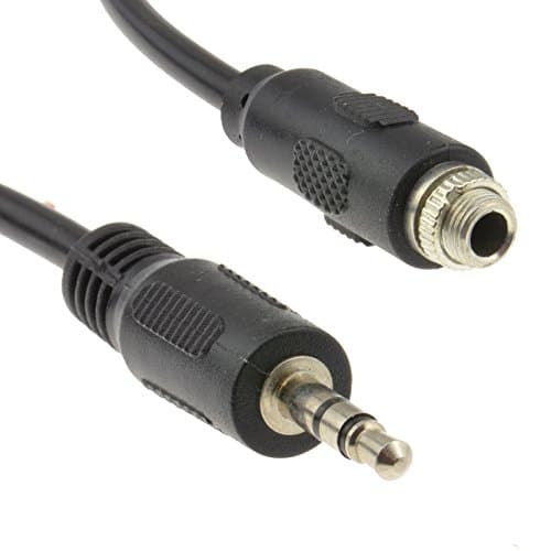 Image of kenable 3.5mm Stereo Panel Mount Socket to Jack Plug Cable for Custom Audio Installations Black 15cm