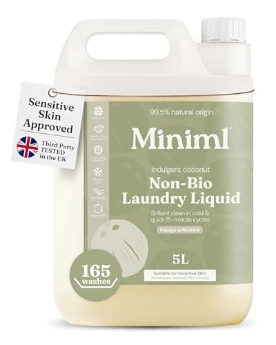 Image of Miniml Eco Laundry Liquid Washing Detergent 5L Refill - Natural Non Bio Coconut Scented Clothes and Fabric Softener for Machine or Delicate Hand Cleaning - 100% Vegan & Cruelty Free (165 Washes)