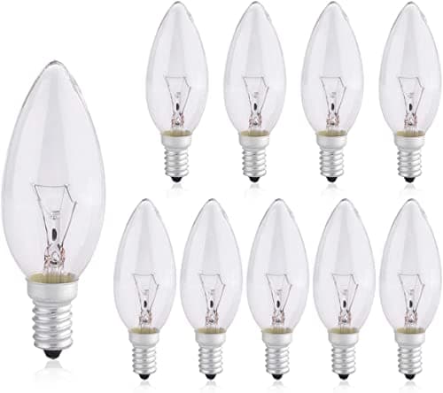 Image of Pack of 10 Screw in Light Bulbs 60W, E14 Candle Bulbs Dimmable, Small Screw Candle Light Bulbs SES E14, 230V