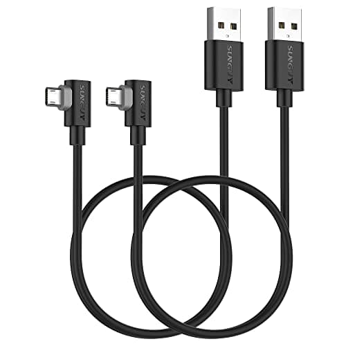 Image of SUNGUY Reversible Right Angle Micro USB Cable 0.5M [2 Pack], 90 Degree Micro USB Cable Fast Charging USB 2.0 Data Sync Compatible for Galaxy S7 Edge S6 S5, Moto E6 5 4, PS4