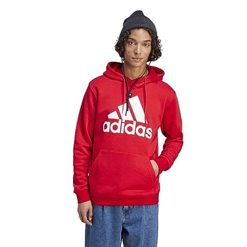 Image of adidas mens Essentials Fleece Big Logo Hoodie, Red, L