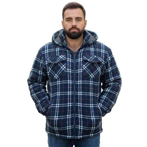 Image of Game Technical Apparel Mens Richmond Sherpa Fleece Lined Thick Lumberjack Hooded Jacket