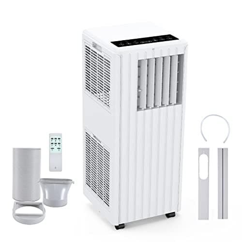 Image of Portable Air Conditioner 9000 BTU, 5-in-1 Air Conditioning Unit Cools, Dehumidifies & Fans, Energy Saving Mobile AC with 24H Timer, Sleep Mode, Window Kit for Rooms up to 269 Sq Ft, White, B