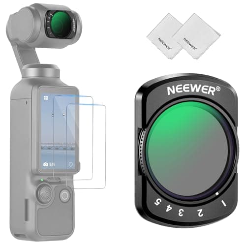 Image of NEEWER Variable ND Filter Compatible with DJI Osmo Pocket 4 & 3 Creator Combo Accessories, Magnetic ND2-32 Adjustable Neutral Density Action Camera Lens Filter, 2X Screen Protector, 2X Cleaning Cloth