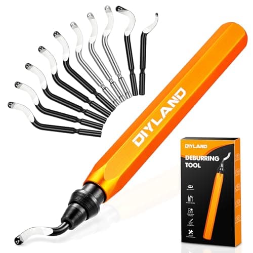 Image of DIYLAND Hand Deburring Tool Kit with Metal Handle+10 Extra HSS(Steel) Blades in 4 Modes 360 Degree Rotatable Pen Deburring Cutter Burr Remover for Copper Pipes, 3D Printing, Plastics, Resin Art, Wood