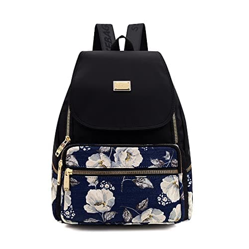 Image of YANAIER Fashion Backpack For Women Ladies Water Repellent Nylon School Shoulder Purse Casual Daypack Rucksack Blue rose