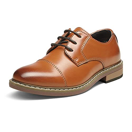 Image of Bruno Marc Comfy School Shoes for Boys Derby Kids/Gentle Men Lace-Up Classic Oxfords for Wedding Party Dress Up and Church,Size 1 Big Kid,Brown,SBOX211K