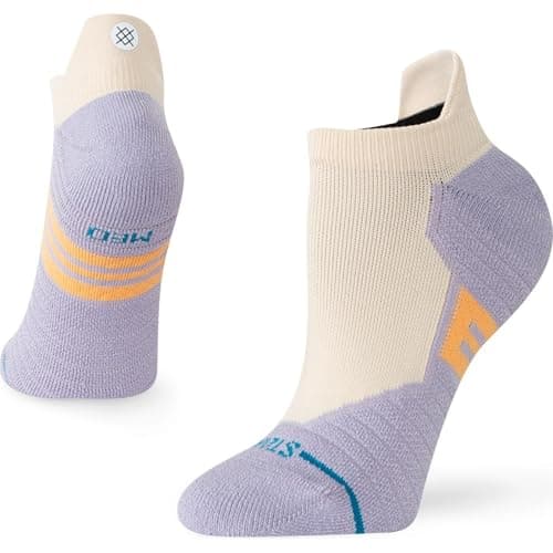 Image of Stance Core Socks Mid Cushioning Oatmeal Patterned Performance Running Ankle Socks Medium