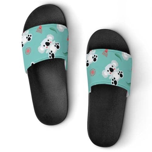 Image of Slippers for Women Cartoon Koala House Slides Thick Sole Shower Sandals for Indoor Outdoor