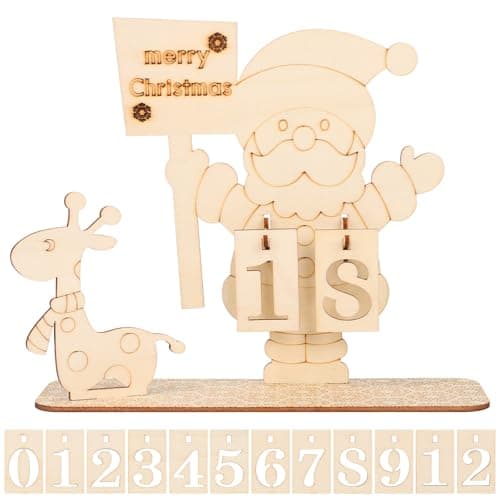 Image of Christmas Countdown Calendar 2024,DIY Christmas Advent Calendar 2024 Wood Christmas Ornaments,Colorable Wooden Christmas Countdown Block for Home Christmas Decoration (Santa Claus)