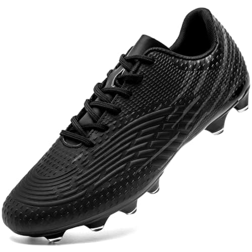Image of DimaiGlobal Men's Football Boots Firm Ground Soccer Shoe Women's Astro Turf Trainers Athletics Sport Futsal Shoes Teenager Profession Competition Outdoor Cleats Unisex 7.5UK Black/Grey