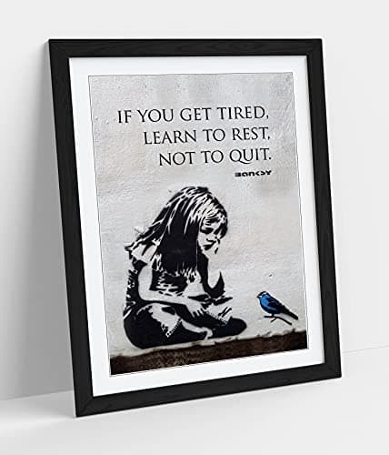 Image of CanvasArtShop BANKSY BLUE BIRD GIRL QUOTE PORTRAIT- PREMIUM WALL ART FRAMED PICTURE PRINTS - 3 COLOURS - 4 SIZES (UNFRAMED, A4)