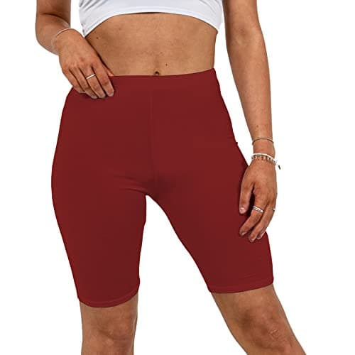 Image of Missloved Ladies Womens Cycling Dancing Gym 1/2 Leggings Active Casual Shorts (Wine, 20-22)