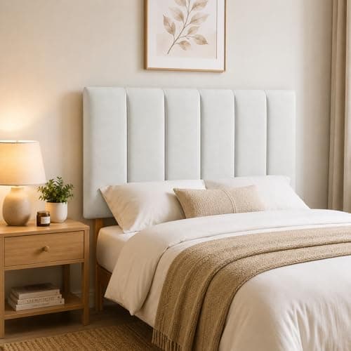 Image of YORKSHIRE HOMEWARE Padded Lined Headboard | Lined Headboards in Plush Velvet Fabric | Bed Bedroom Decor Hotel Furniture (Silver, 3ft Single)
