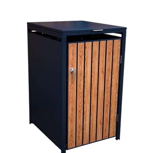Image of Wheelie bin cover wood effect lift up lid (Single)