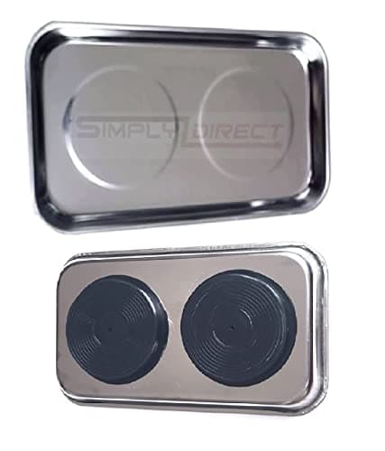 Image of Magnetic Parts Tray - Rectangle 23cm x 14cm Stainless Steel Heavy Duty for Nut and Sockets Screws Tools Holder Collector for Metal Parts
