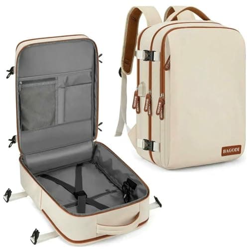 Image of XYNM Backpack For Ryanair 40x20x25 Travel – Easyjet 45x36x20 Cabin Bag, Airplane Carry-on Laptop Backpack, Lightweight Suitcase Backpack-beige White