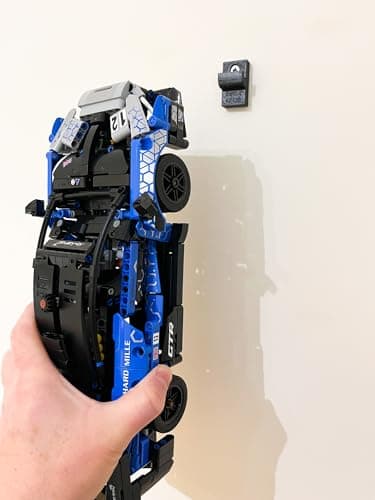 Image of 3Dudes & Dad Wall Mount Display Bracket compatible with LEGO® Technic McLaren Senna GTR - Custom Designed Storage Hook for Set 42123 - 3D Printed Plastic - Supplied With Mounting Hardware