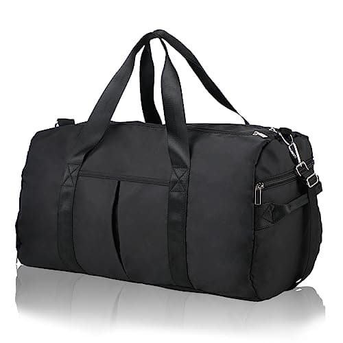 Image of DAYGOS Gym Sports Duffle Bag for Men - Waterproof Travel Duffel Holdall Bag with Wet Pocket and Shoes Compartment, 40L Carry on Overnight Weekend for Women(Black)