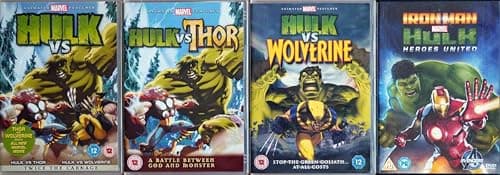Image of HULK VS 1-4 COMPLETE ANIMATED COLLECTION / 1. HULK VS / 2. HULK VS THOR / 3. HULK VS WOLVERINE / 4. MARVEL IRON MAN HULK HEROES UNITED = ULTIMATE 4x DVD SET