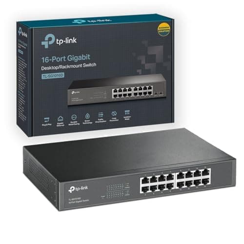 Image of TP-Link TL-SG1016D 16-Port Gigabit Network Switch,‎‎ Desktop/Rackmount, Energy Saving Ethernet Splitter, MAC address self-learning, Auto MDI/MDIX, Isolation Mode, Loop Prevention, Plug and Play