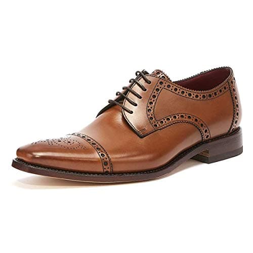 Image of Loake Men's Leather Semi-Brogue Foley Derby Shoes Brown 11