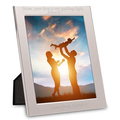 Image of EIO Silver Photo Frame – Personalised Photo Gift 8” x 6” – Custom Frame – Engraved with Your Text