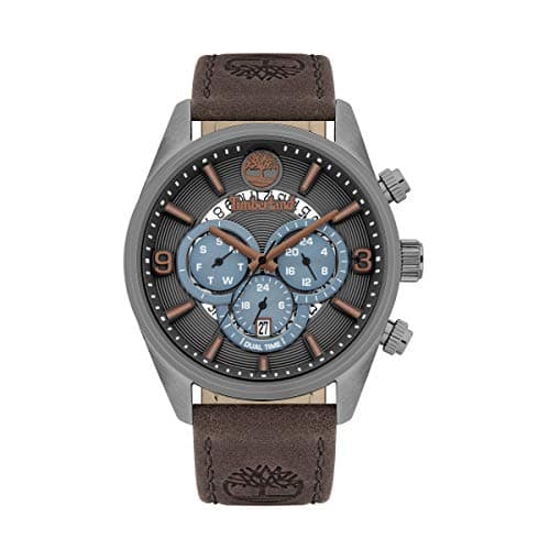 Image of Timberland TBL16014JSU.13 Men's Analogue Quartz Watch with Leather Calfskin Strap, Brown, Strap.