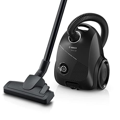 Image of Bosch BGBS2BA1GB Serie 2 ProEco Bagged Cylinder Vacuum Cleaner, Lightweight and Compact, Suitable for All Floor Types, 600W, Black