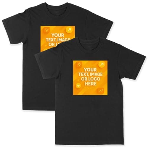 Image of Custom Tshirt 2 Pack, Corporate Event Tshirt Printing, Small or Large Businsses, Any Size Order Available, Custom Logo and Text, Business Logo, Personalised Tee Black