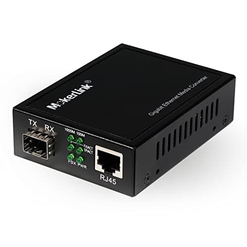 Image of MokerLink Gigabit SFP to RJ45 Converter, Fiber to Ethernet Media Converter, 10/100/1000Mbps RJ45 Port, 1000Base-SX/LX SFP Slot, Support MiniGBIC Module