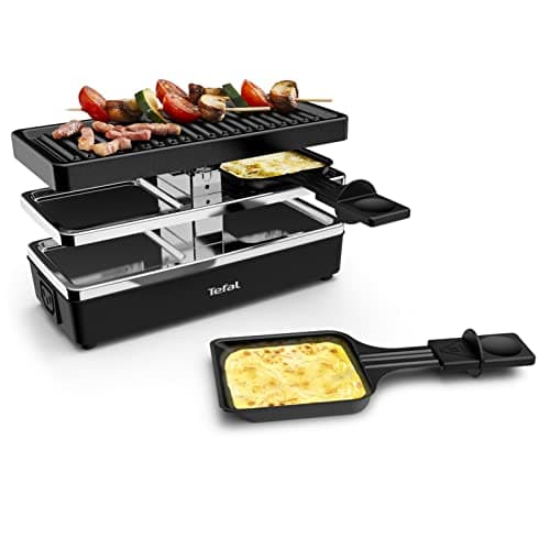 Image of Tefal Grill Raclette, 400W, 120V, Black, Thermoplastic, Non Stick Coating, 2 x Cups, Limited Warranty, 2017, Reparability 15 Years, Includes Squeegee & Grill, 1.66kg