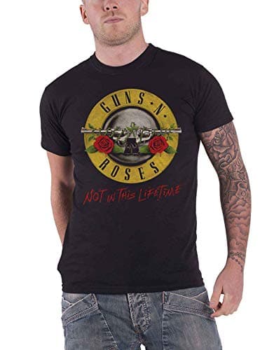 Image of Guns & Roses Men's Guns N' Roses Not in This Lifetime Tour with Back Print T-Shirt, Black (Black Black), X-Large