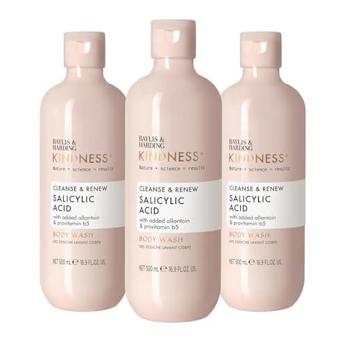 Image of Baylis & Harding Kindness+ Salicylic Acid Cleanse & Renew, Dewbury & Lime Leaf Fragrance, 500ml Body Wash (Pack of 3) - Vegan Friendly