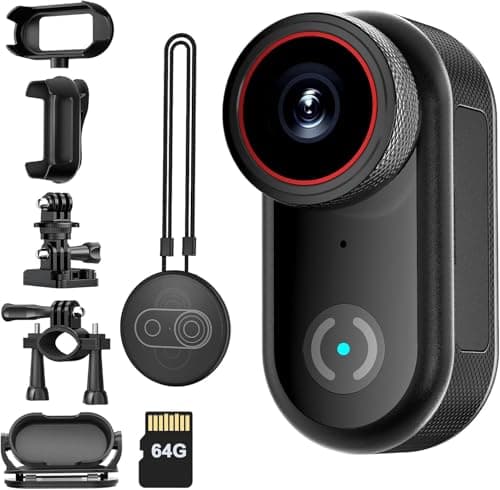 Image of 4K Mini Thumb Action Camera,Portable Vlogging POV Cameras Wearable Action Body Camera,Magnetic Hands-Free POV Camcorder Sport Action Cam, Helmet Cam for Pet Walking,Cycling, Motorcycle(64GB,Black)