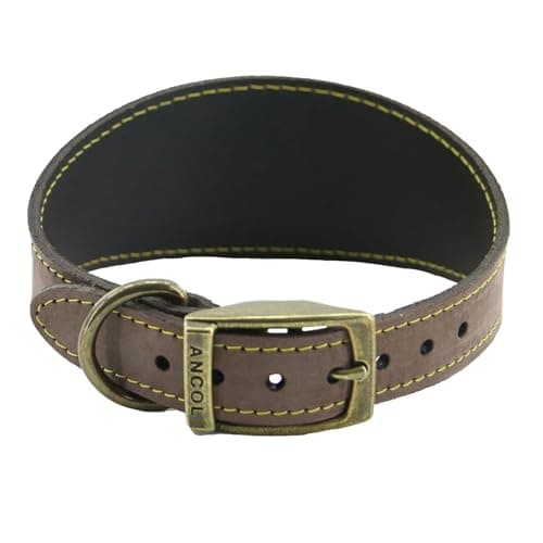 Image of Ancol Timberwolf Leather Greyhound Collar Sable (Brown) to Fit Neck 34-43cm