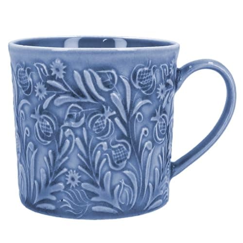 Image of Gisela Graham Country Flowers Blue Stoneware Mini Mug
