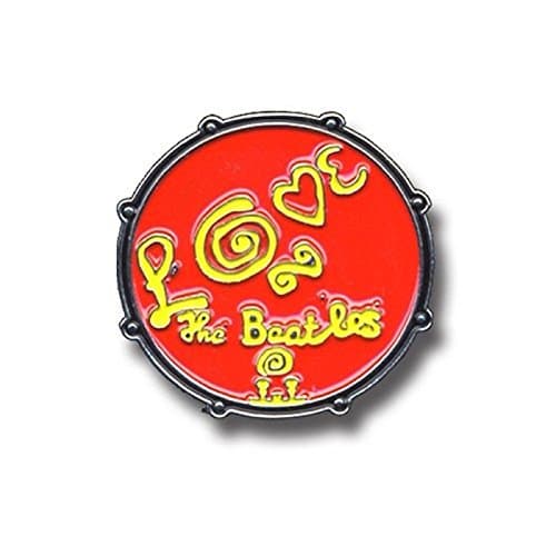 Image of The Beatles Drum Love Logo Red Official Metal Pin Badge Taglia unica