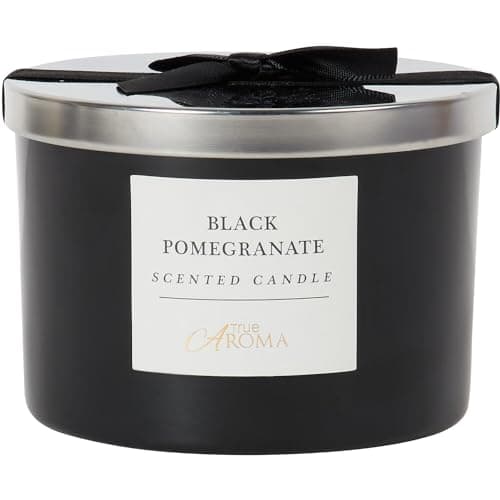 Image of Luxury Black Pomegranate Scented Candle (3 Wick) - Blinque Bermont, Wellbeing Candle, Made with Essential Oils