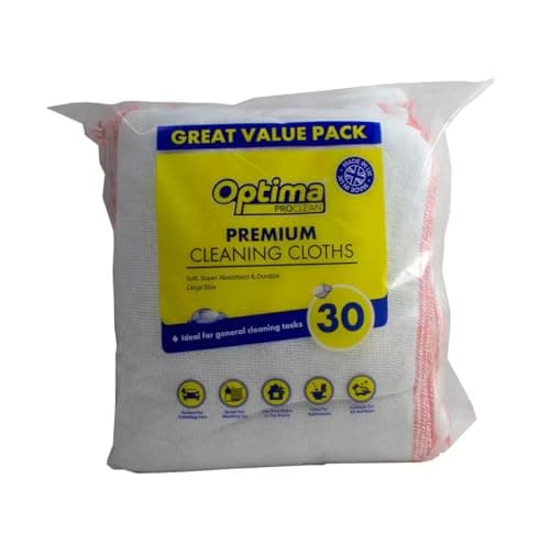 Image of Optima Pro Clean Large White Dishcloths - 30 Pack