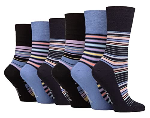 Image of Gentle Grip Sock Shop 6 Pairs Ladies Loose Soft Top Non Elastic Bamboo Socks (4-8, SOLRM40)