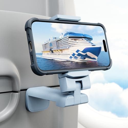 Image of Klearlook 4 in 1 Adjustable Phone Stand - 360 Rotation Handsfree Viewing Flight Phone Holder, Foldable Travel Essentials, Accessory for Home/Office - Blue