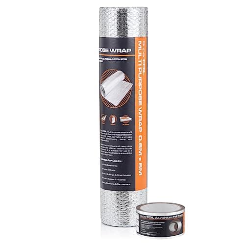 Image of SuperFOIL Foil Insulation Roll and Aluminium Foil Tape Bubdle - 3-in-1 Sustainable Thermal Insulation Reflective Radiant Barrier & Vapour Barrier (Silver, 0.6m x 5m)