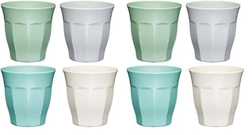 Image of Colourworks Melamine Plastic Cups, Set of 4 Picnic Mugs, 280ml, Classic Colour (Pack of 2)