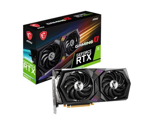 Image of MSI GeForce RTX 3060 Ti GAMING X 8G LHR Gaming Graphics Card - 8GB GDDR6, 1770MHz, PCI Express Gen 4, 256-bit, 3x DP V 1.4a, HDMI 2.1 (Supports 4K)