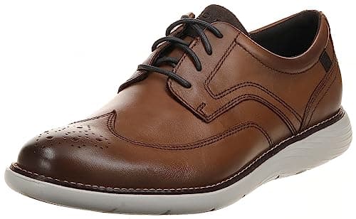 Image of Rockport Men's Garett Wingtip Oxford, Cognac, 8.5 UK