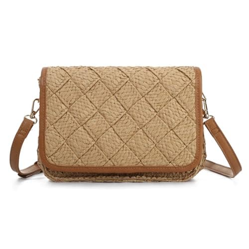 Image of EVEOUT Straw Crossbody Bag Women Casual Boho Faux Raffia Woven Shoulder Bag for Summer Beach Holiday & Daily Use
